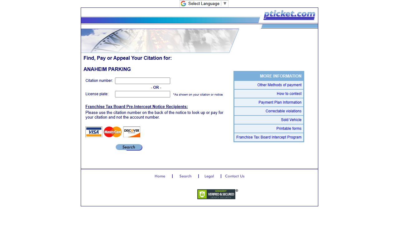 Anaheim parking citation payment portal