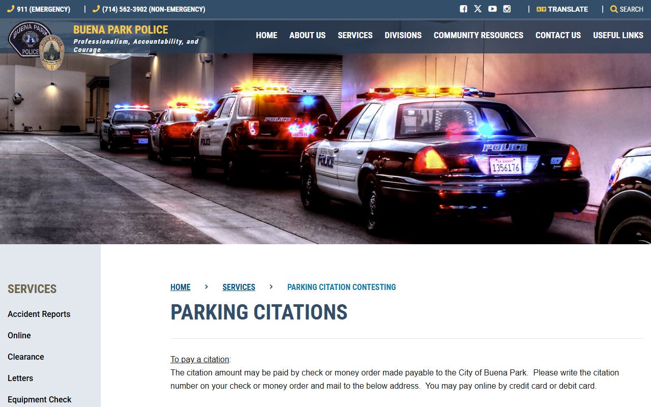 Buena Park parking citation contesting information
