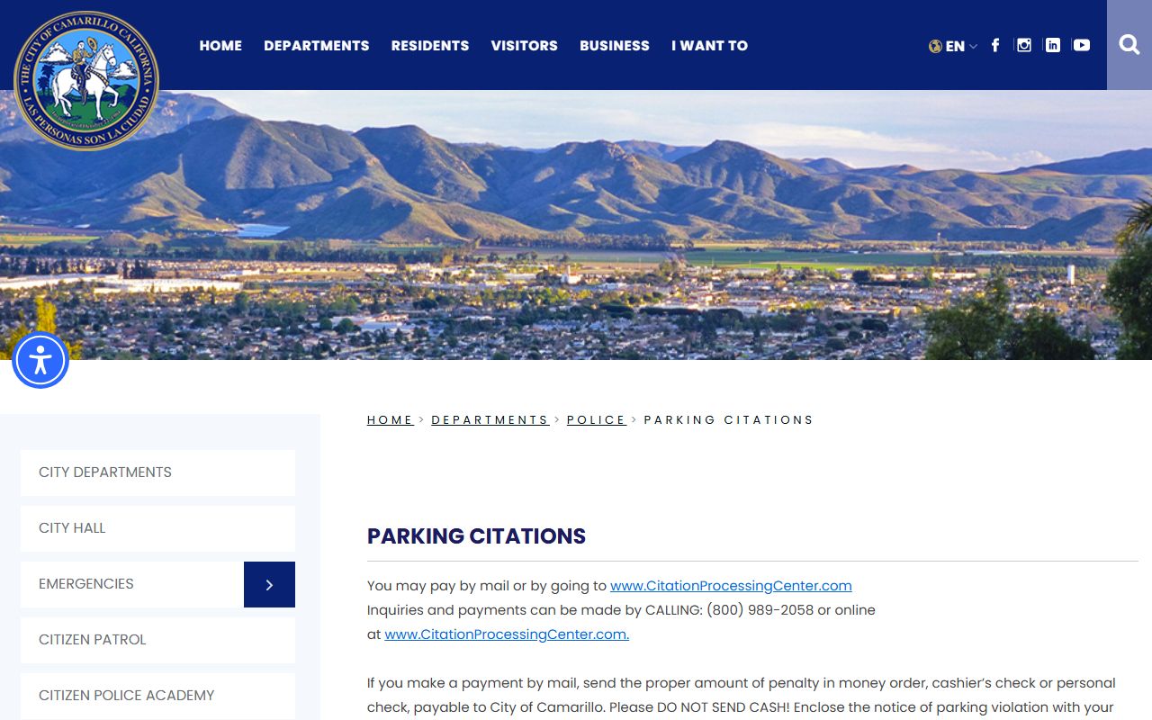 City of Camarillo parking citations information
