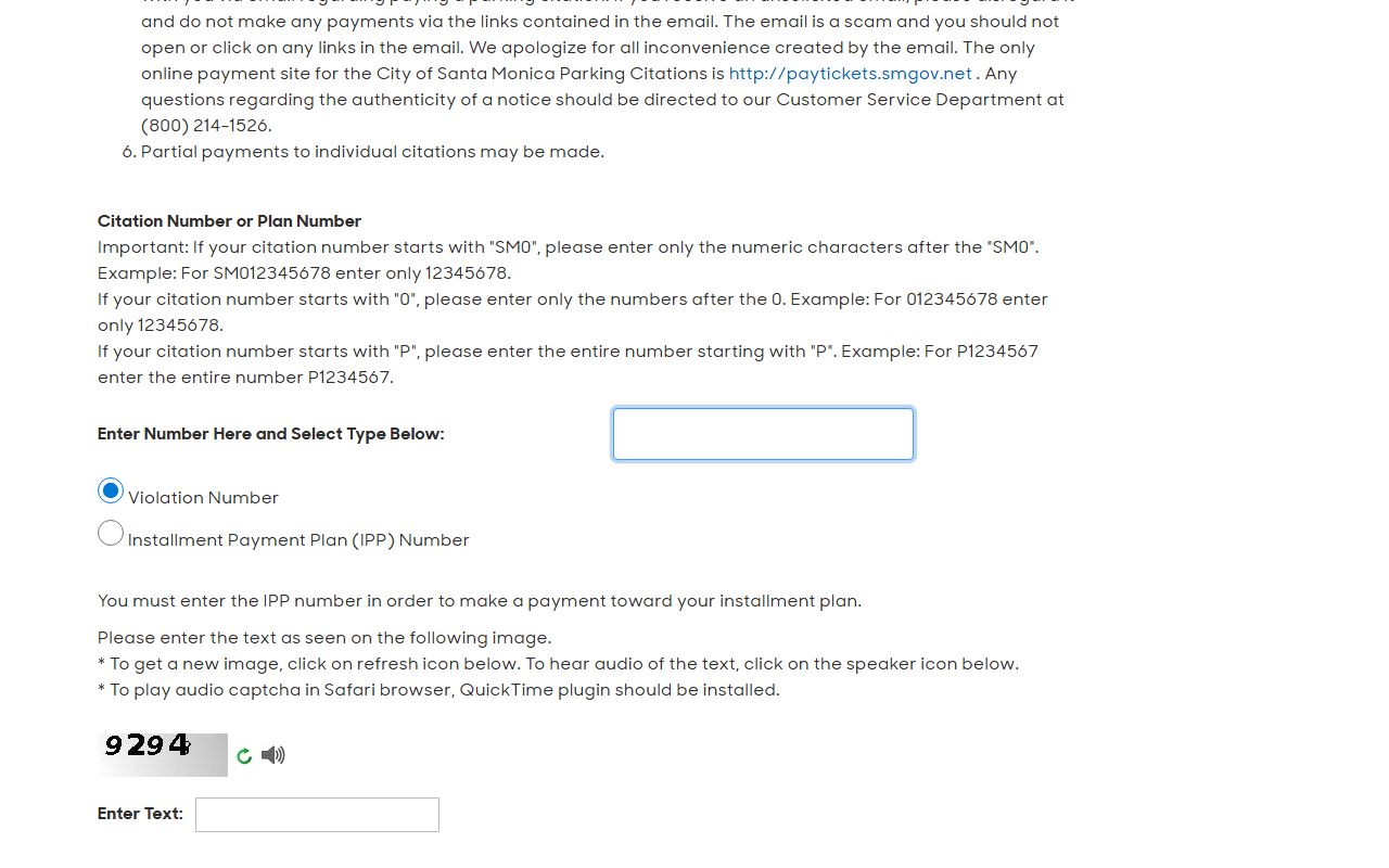Santa Monica parking ticket payment portal
