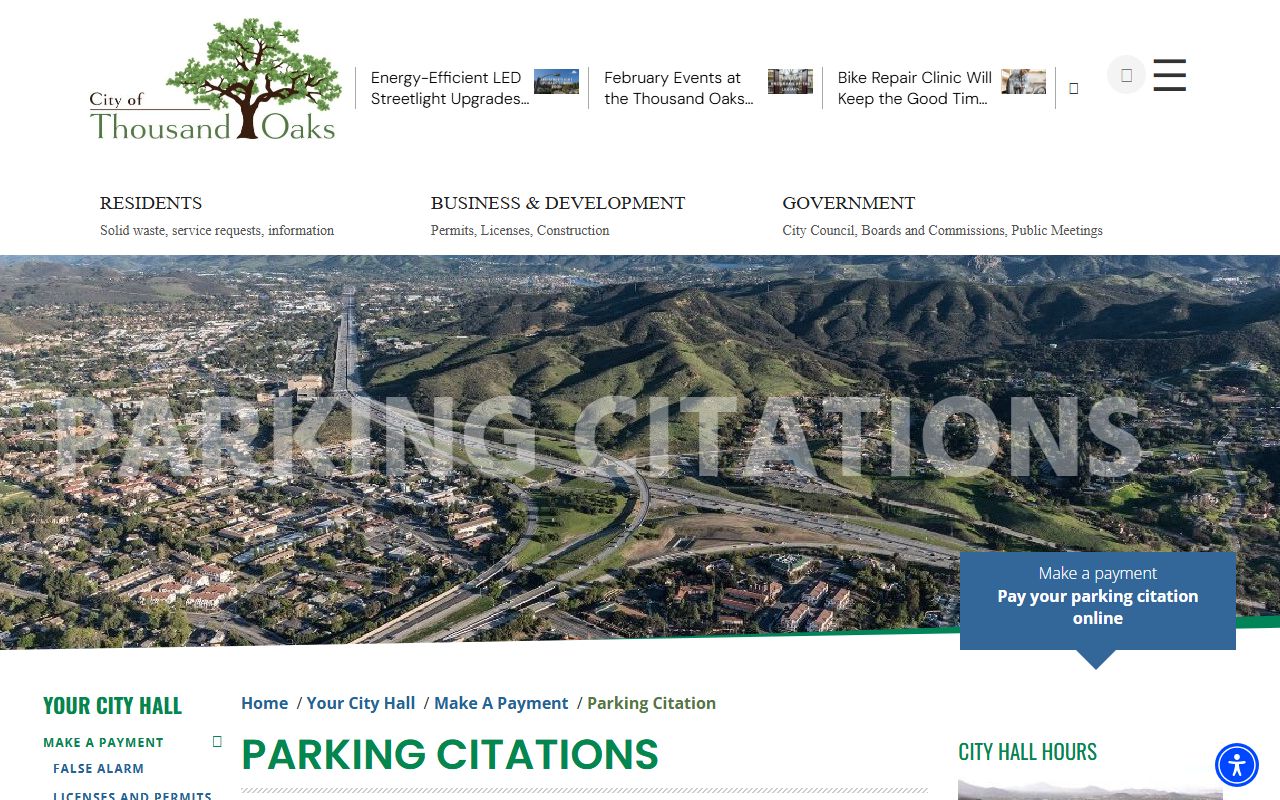 Thousand Oaks parking citation resources and traffic ticket information