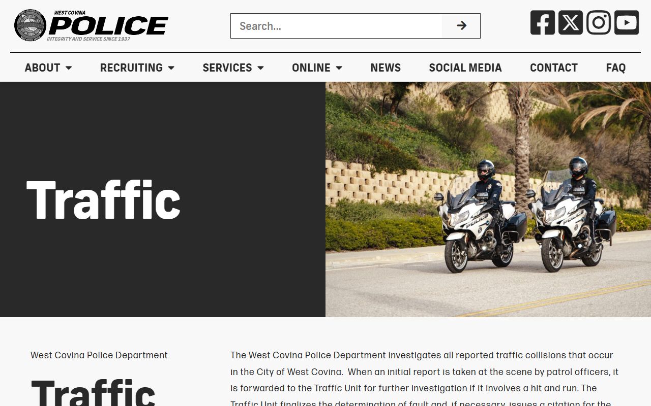 West Covina Police Department traffic division information