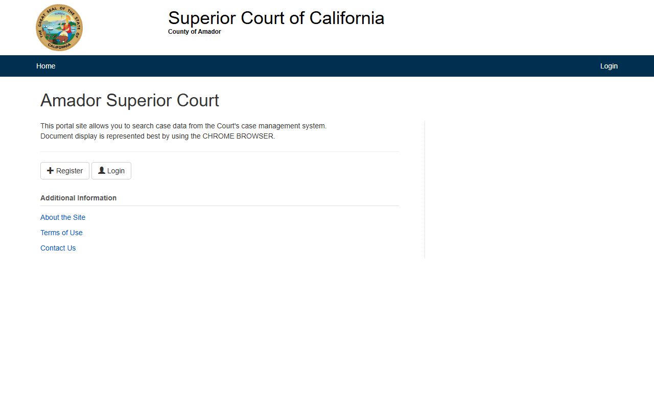 Amador County Superior Court case portal