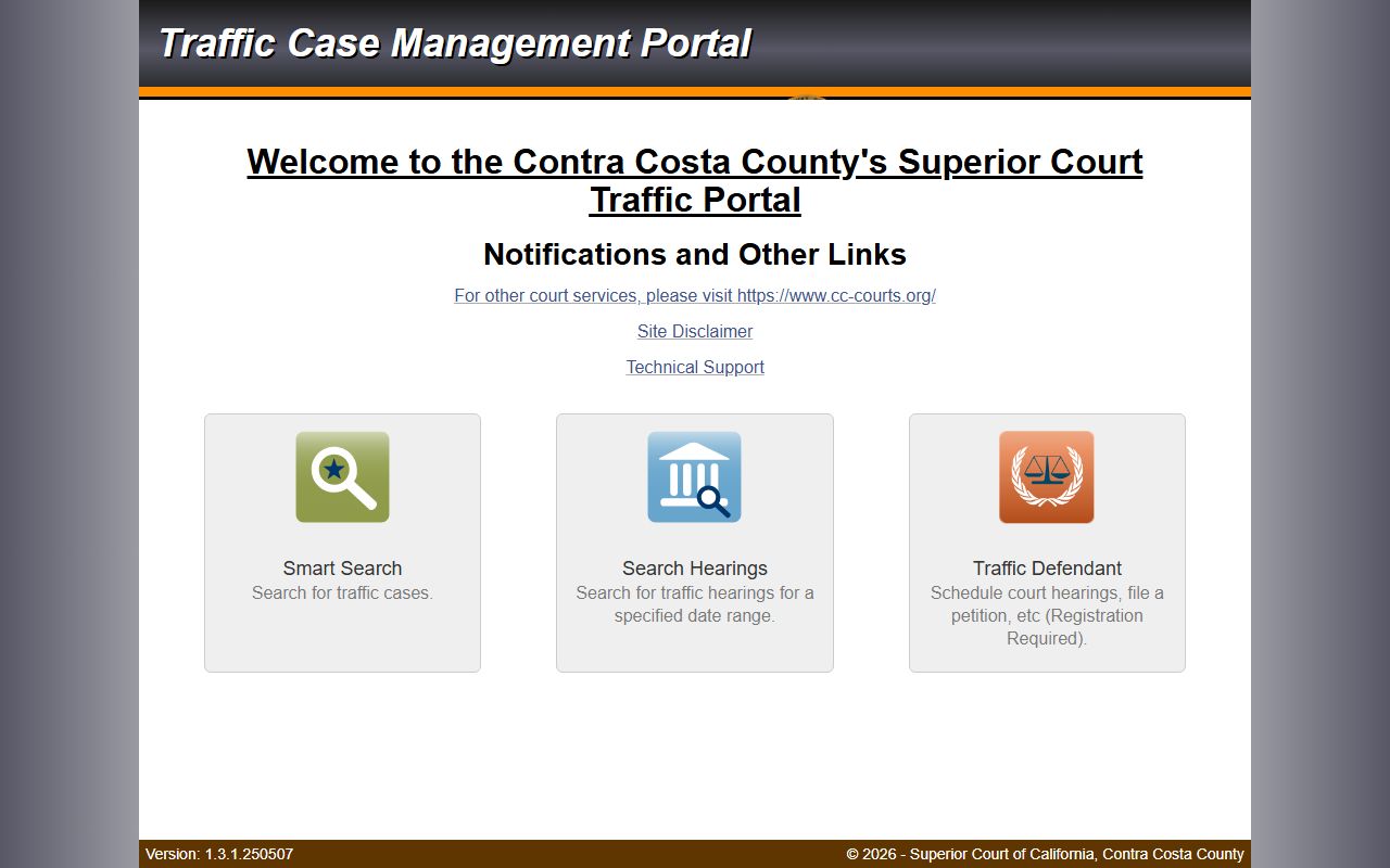 Contra Costa traffic portal for citation search