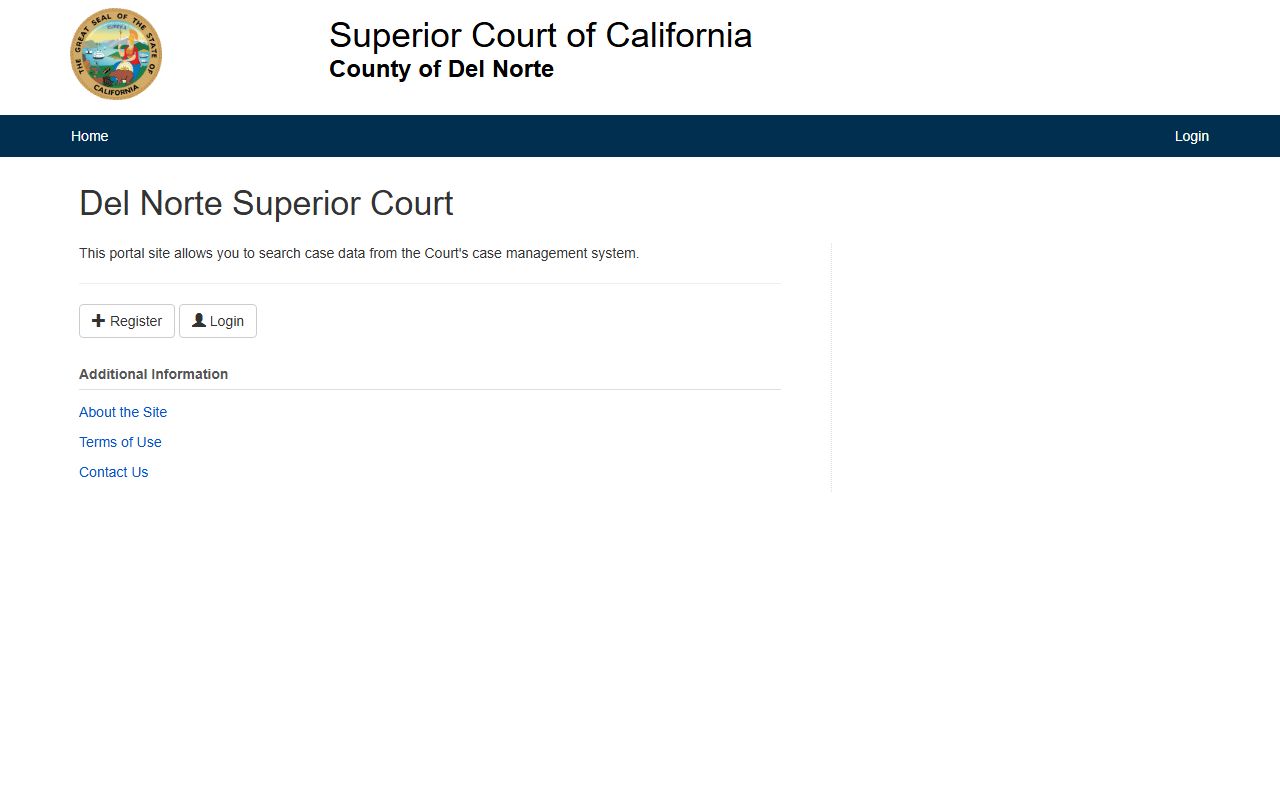 Del Norte County case portal interface
