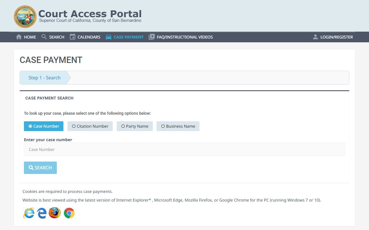 San Bernardino County Superior Court online traffic portal