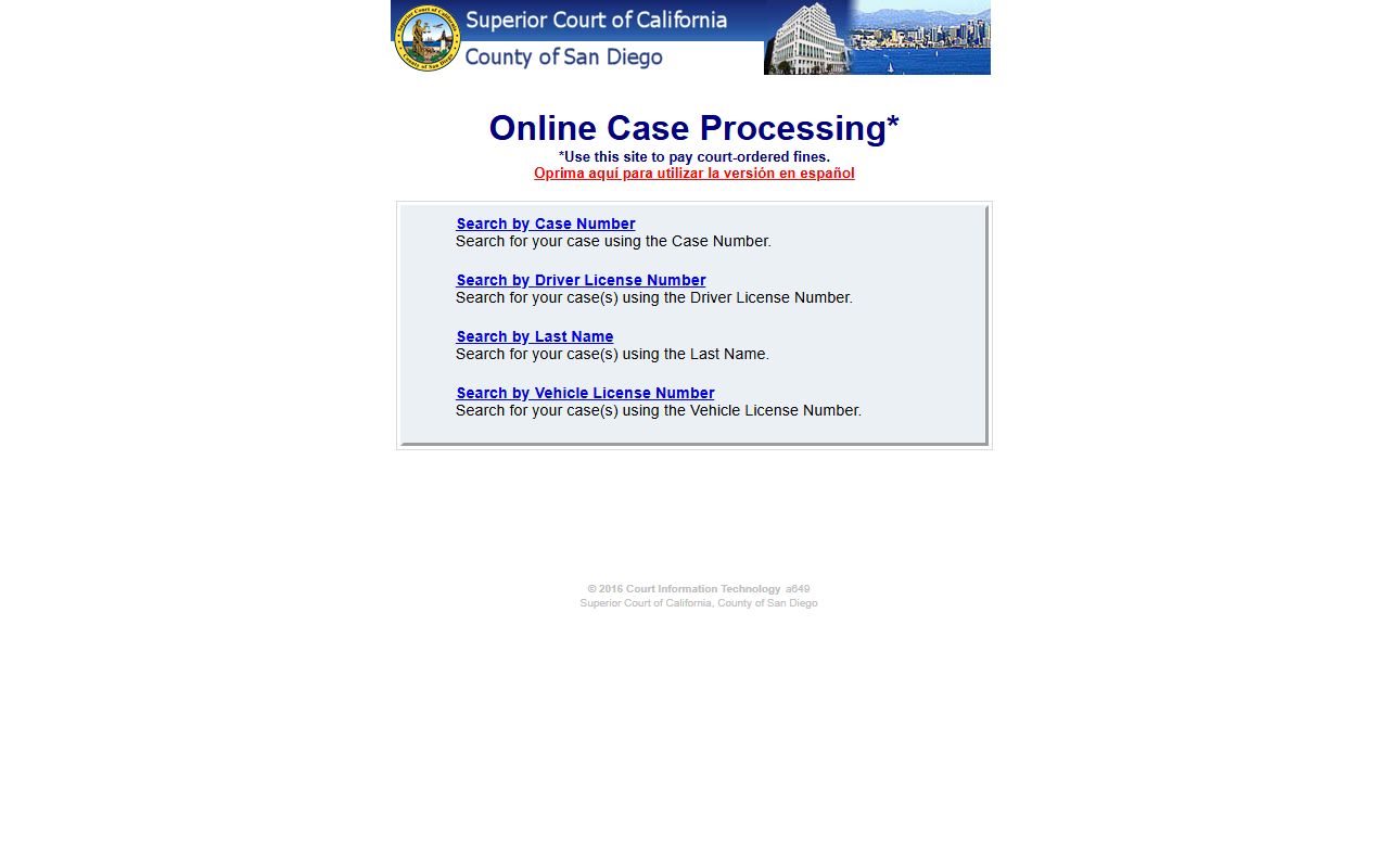 San Diego Superior Court payment portal for traffic tickets