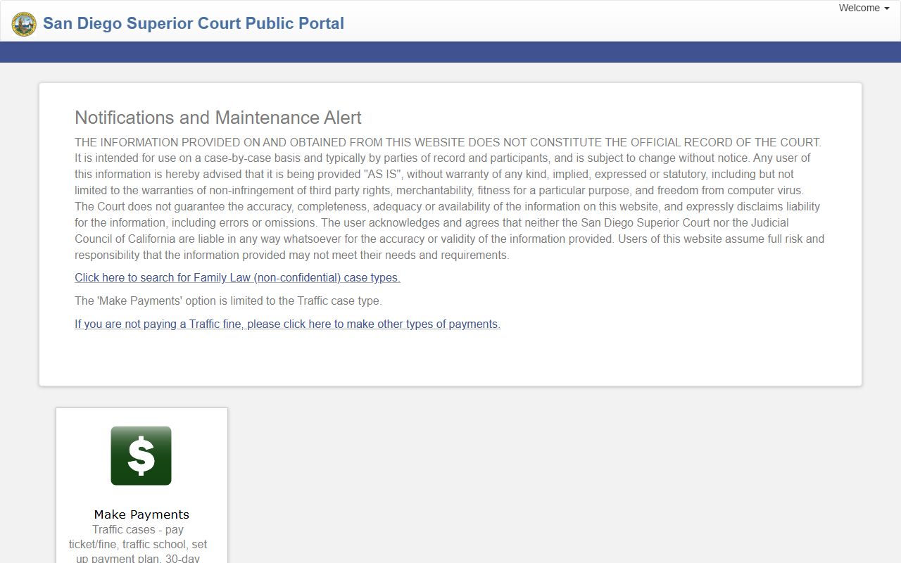 San Diego Superior Court Odyssey traffic portal
