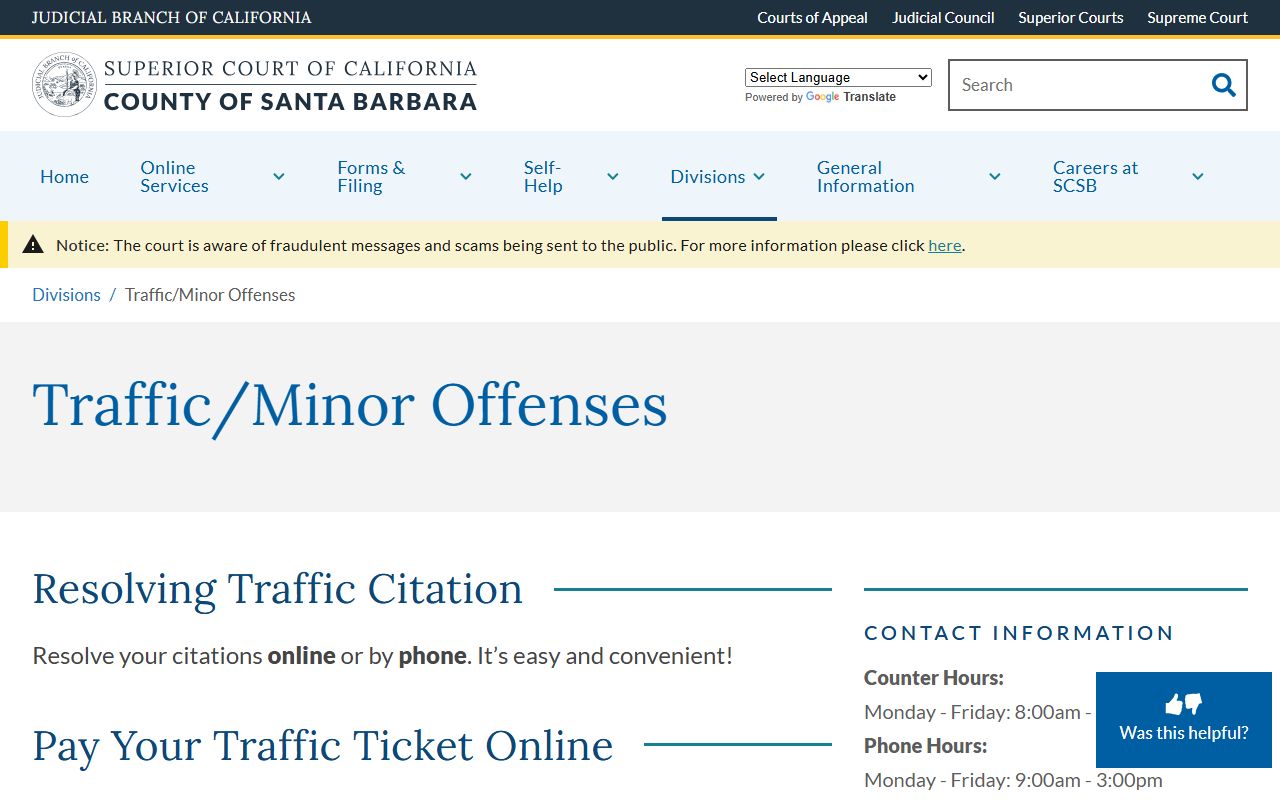 Santa Barbara County Superior Court Traffic Division