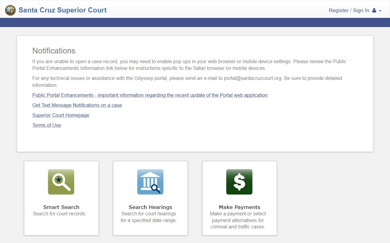 Santa Cruz County Superior Court online portal