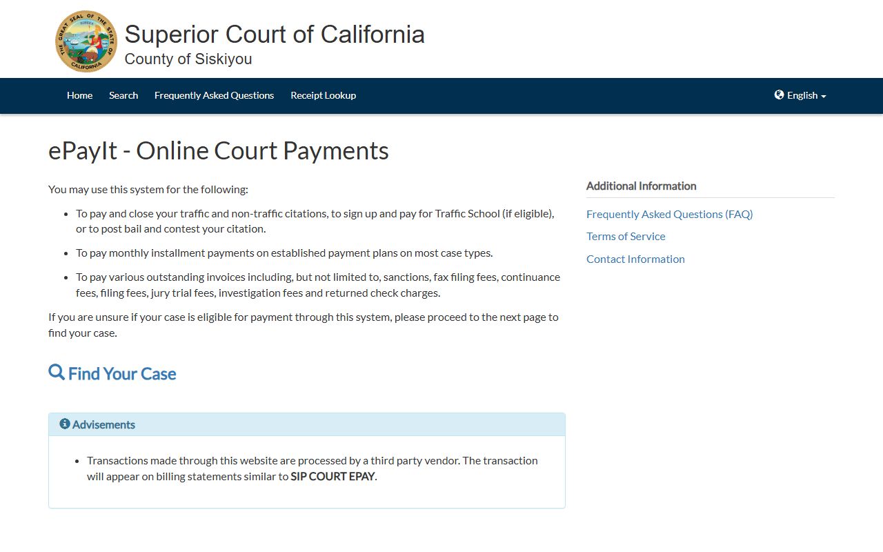 Siskiyou County payment portal