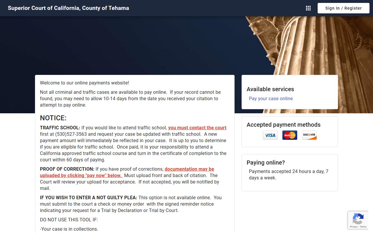 Tehama County court payment portal