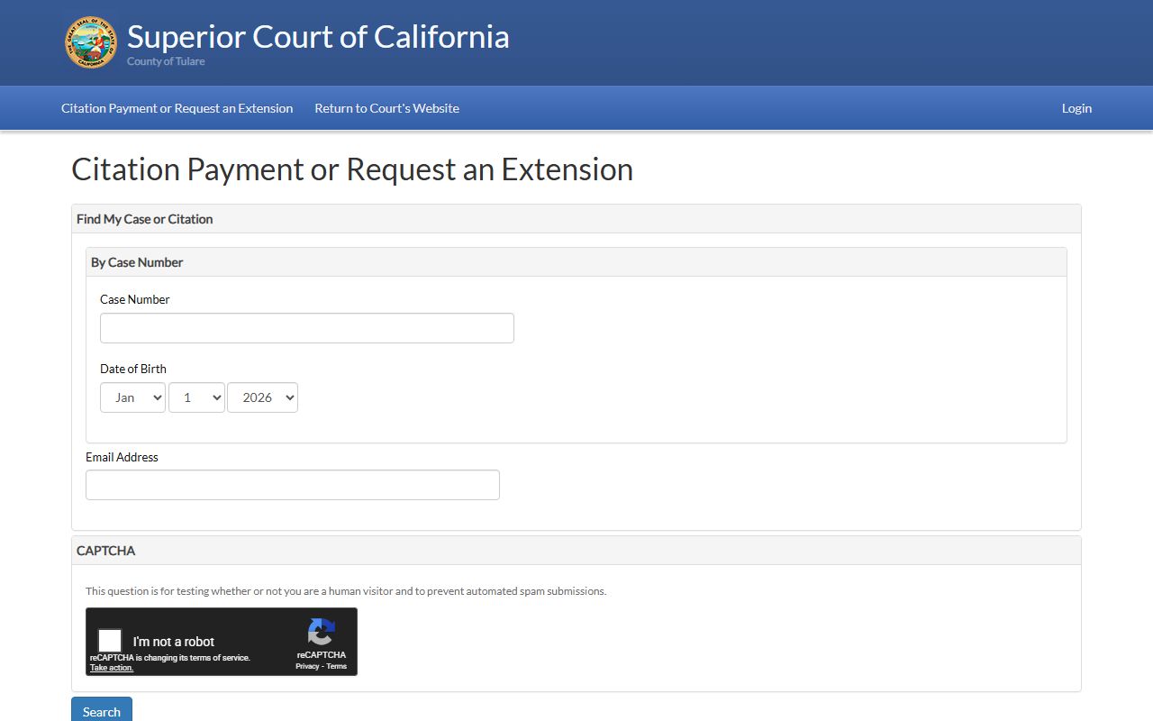 Tulare County online payment portal for traffic tickets