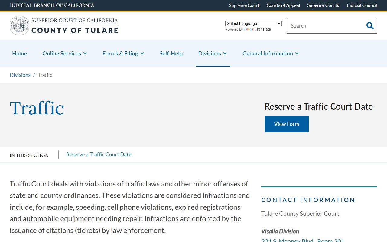 Tulare County Superior Court Traffic Division
