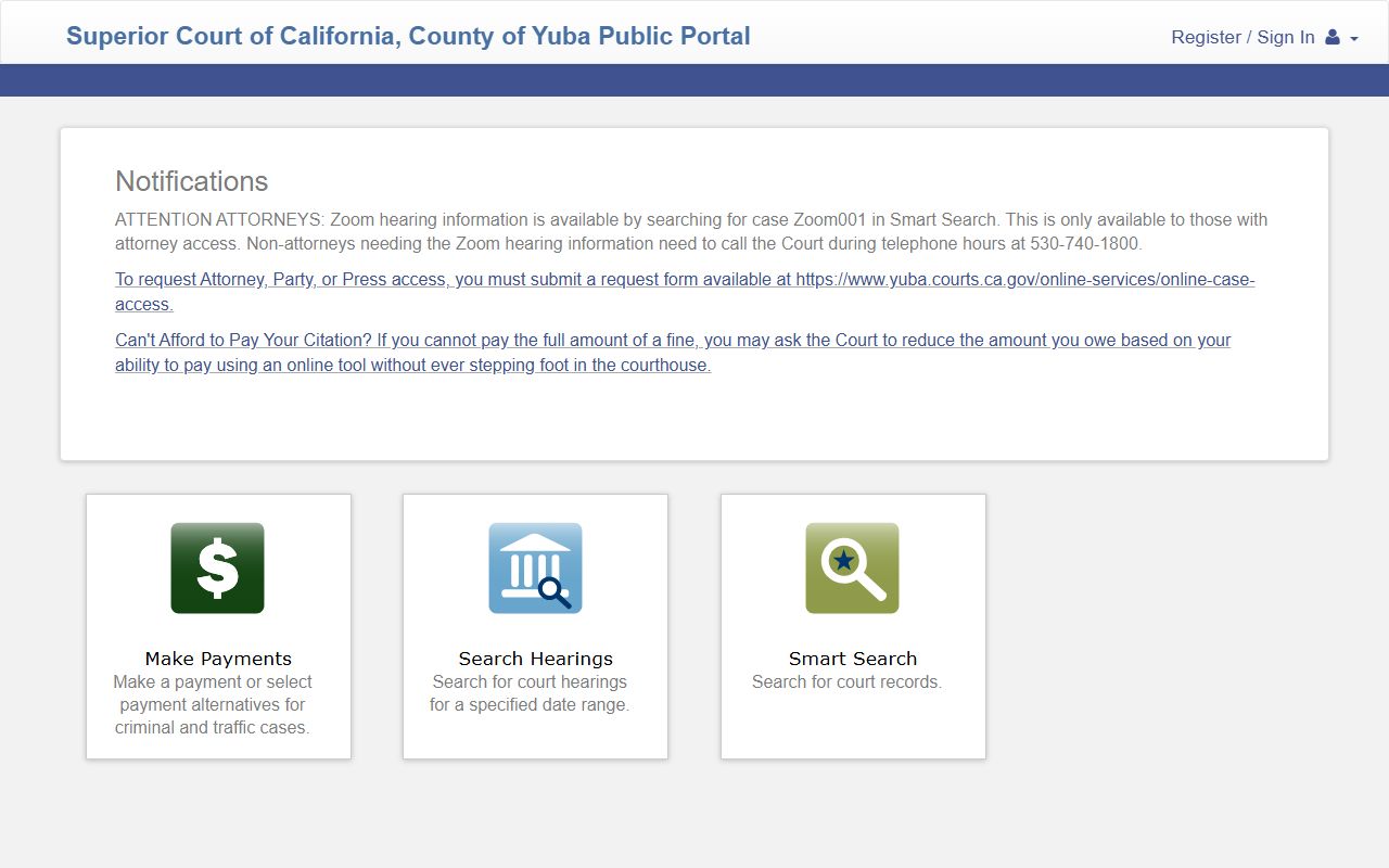 Yuba County Superior Court online portal